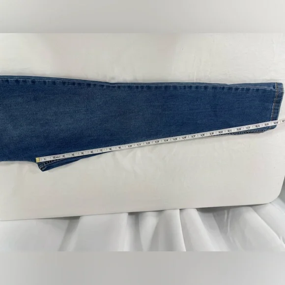 Free People Denim Jumpsuit Medium Zip Front Utility Coverall Blue Long Sleeve - Picture 15 of 16